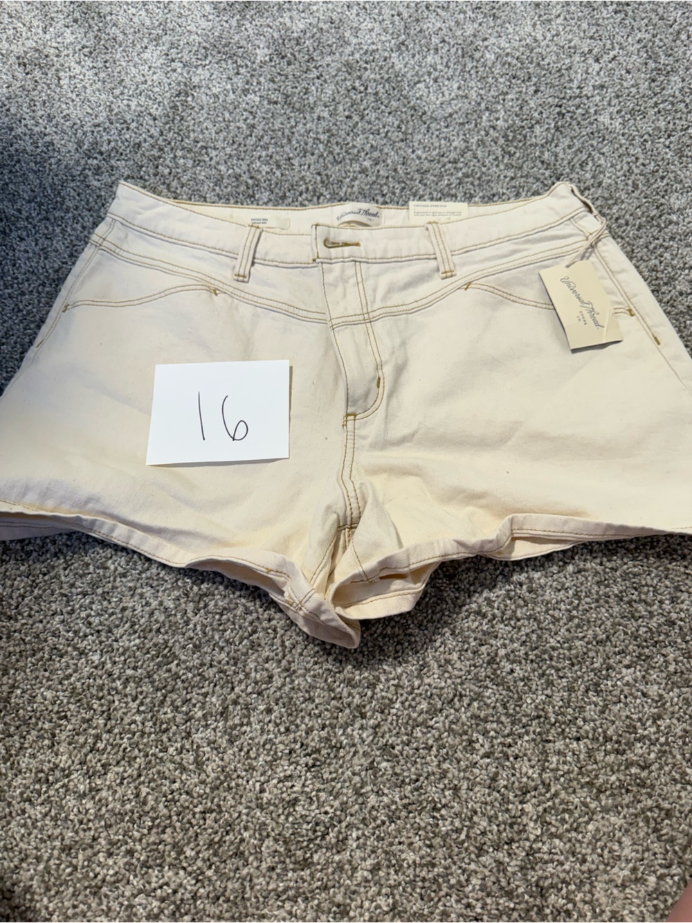 Universal Thread Cream High-Rise Cotton Blend Jean Shorts